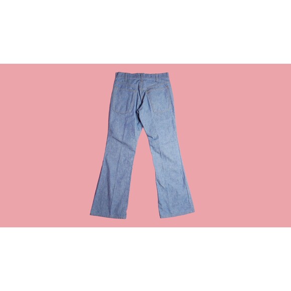 1960s-1970s JC PENNEY Cotton Blue Medium Wash Wide Leg Flared Denim Jeans. S-M - Picture 3 of 10